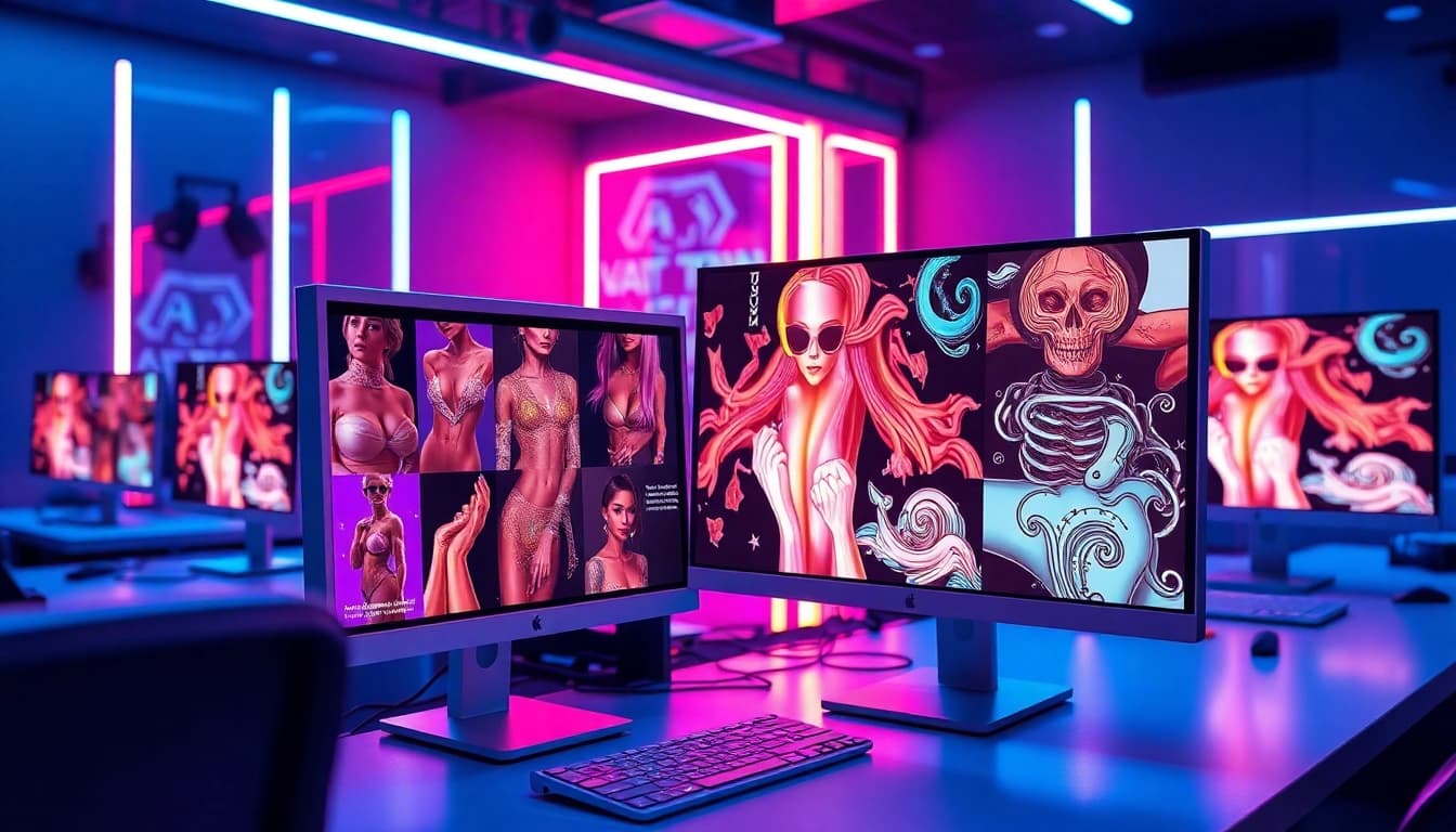 Dynamic digital studio creating AI porn art through innovative technology.