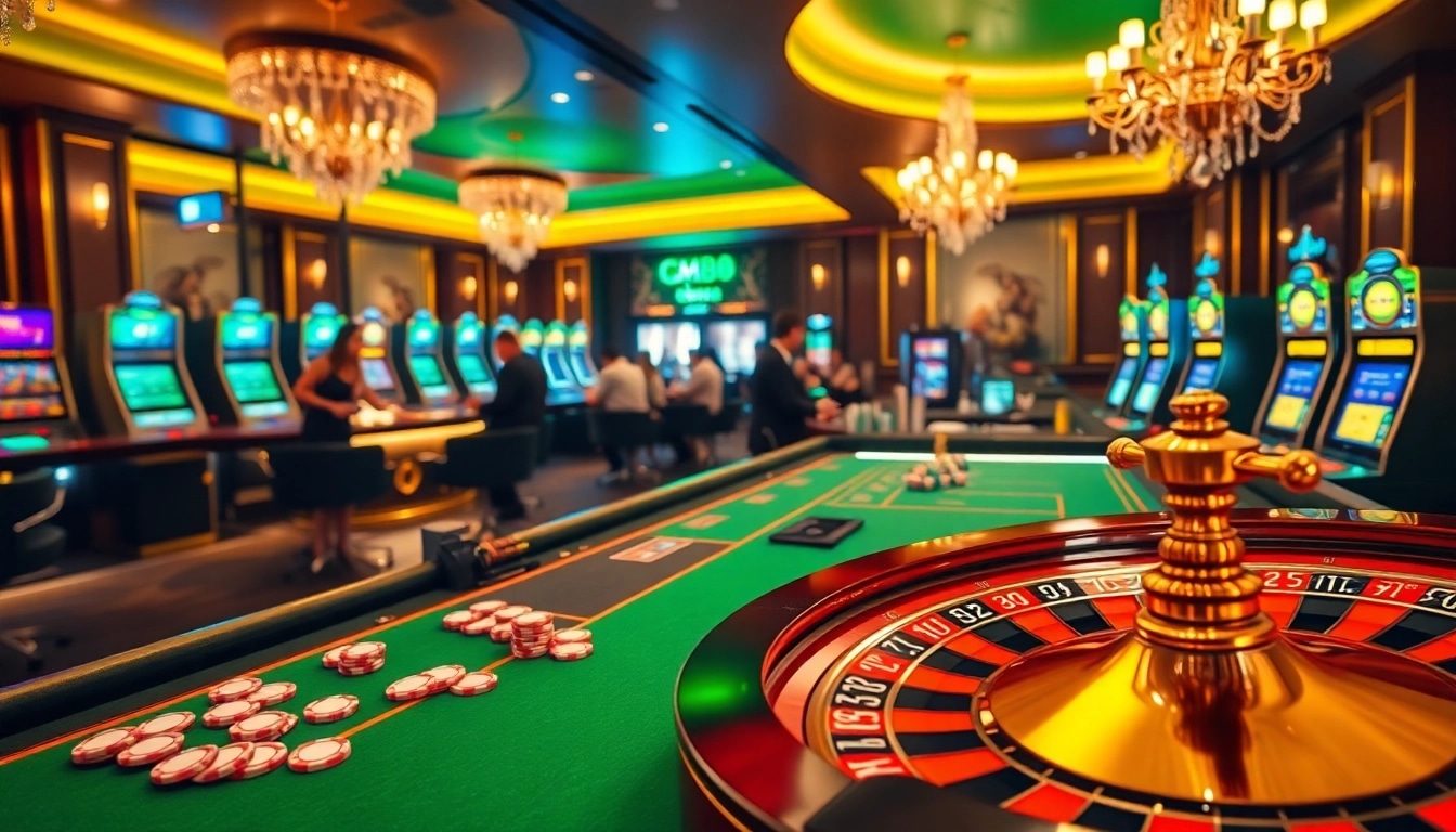 Exciting casino table scene illustrating online gambling strategies at cm88.com.