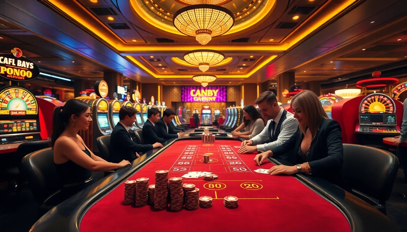 Exciting gameplay at a KP88 casino table with vibrant lights and stylish betting chips.