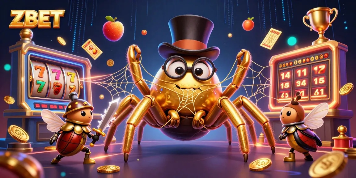 ZBET captures the thrill of casino action with a vibrant 3D illustration featuring characters and dynamic elements.