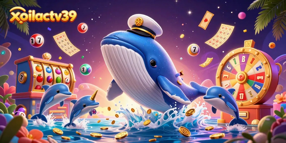 Experience excitement at xoilactv39 with a vibrant 3D casino scene filled with colorful elements.