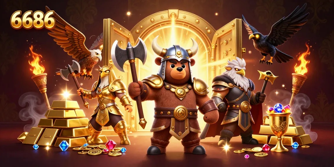 Spin the reels with 6686 in a vibrant casino scene filled with treasure and excitement.