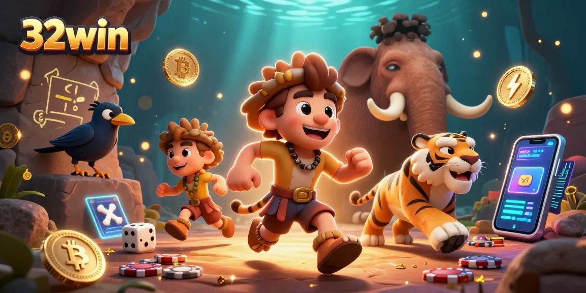 Engage in the thrilling world of 32win as a caveman and sabertooth tiger manage a prehistoric casino.