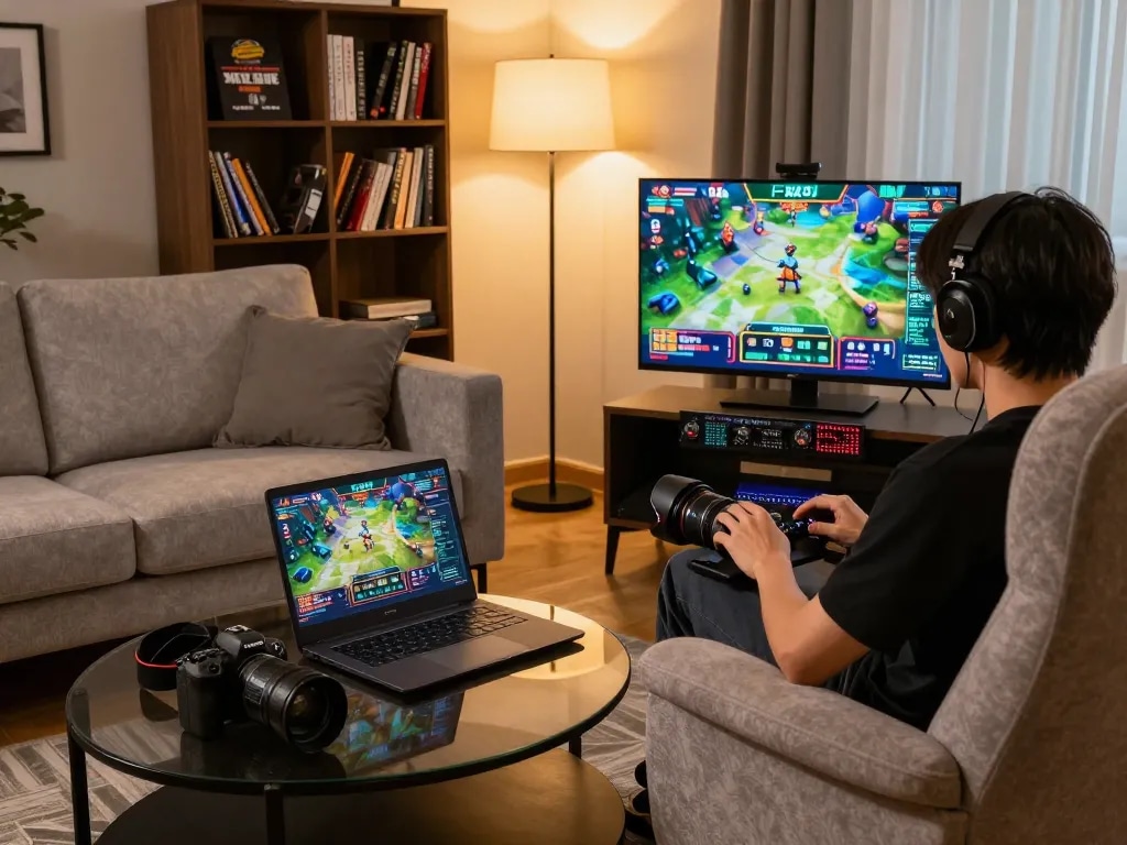 Engage in thrilling gameplay at 8K8 Online Casino from a cozy home setting with vibrant visuals.
