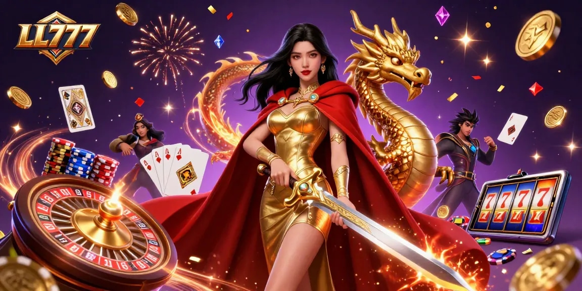 Experience the excitement of LL777 with vibrant characters, golden coins, and thrilling gaming elements.