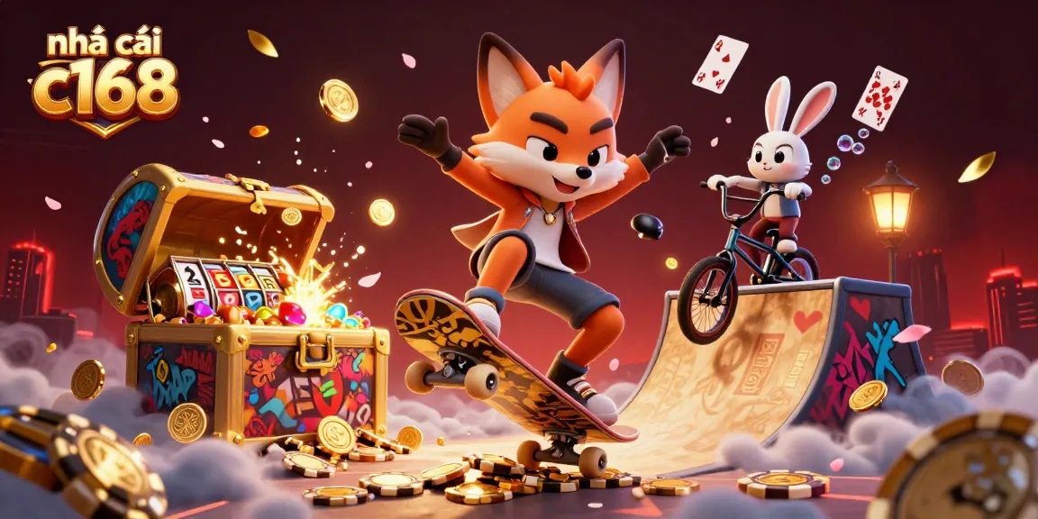 Experience thrilling games at nhà cái c168 with vibrant visuals of a 3D casino adventure.