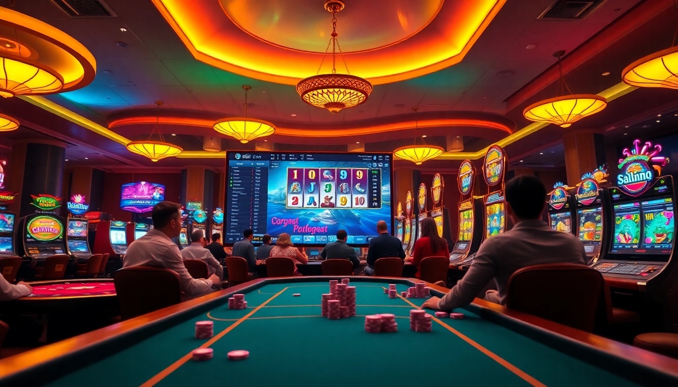 Players enjoying a vibrant online gambling experience at https://789f.fan/ with casino tables and lively atmosphere.