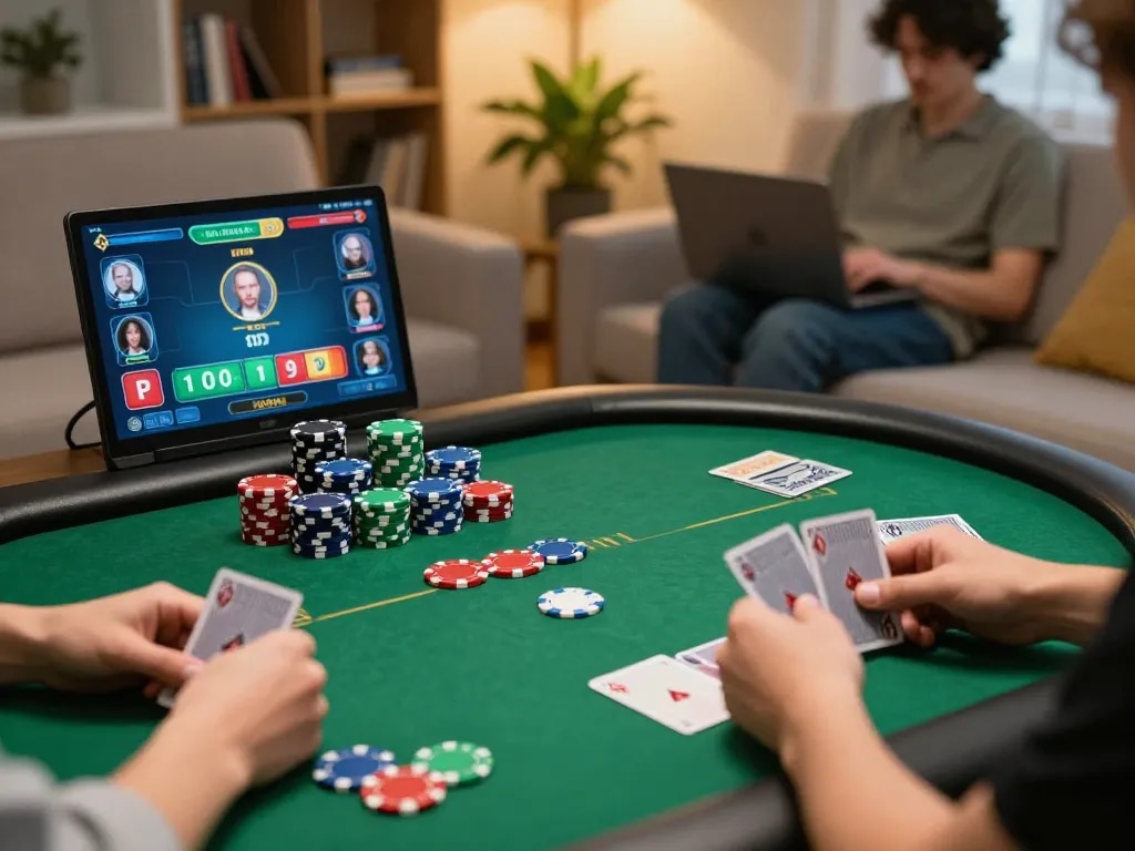NoHu online poker players engaging during a competitive game with colorful chips and exciting cards.