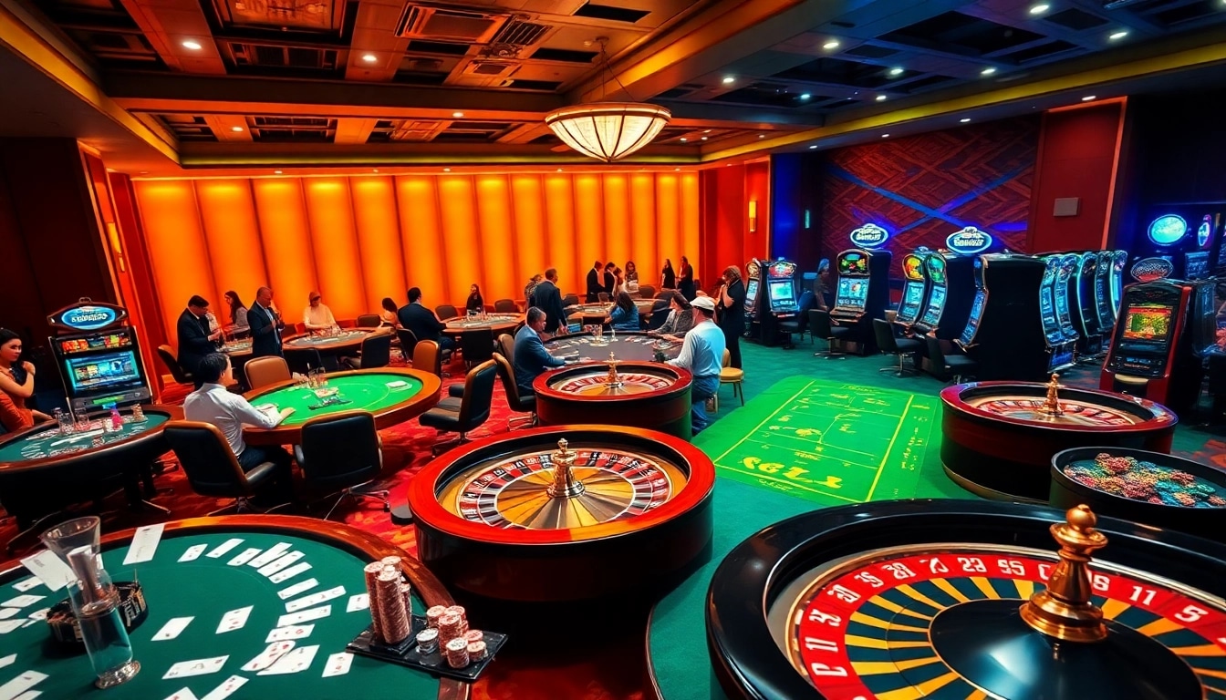 Experience the excitement of cm88 com with players enjoying casino games in a vibrant atmosphere.