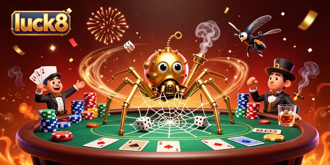 Engage with luck8 as you play poker amidst a whimsical steampunk scene.