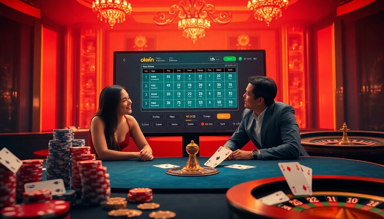 Captivating gambling experience with the okwin app featuring vibrant casino elements.