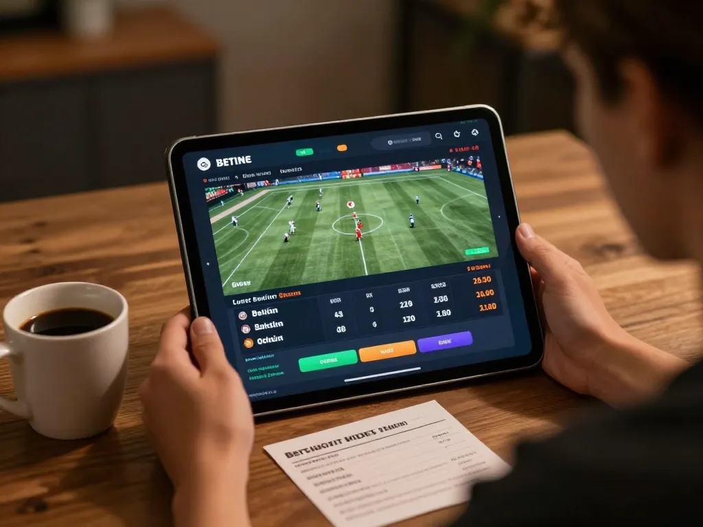 MISO88 user analyzing betting odds on tablet for smart gambling decisions.