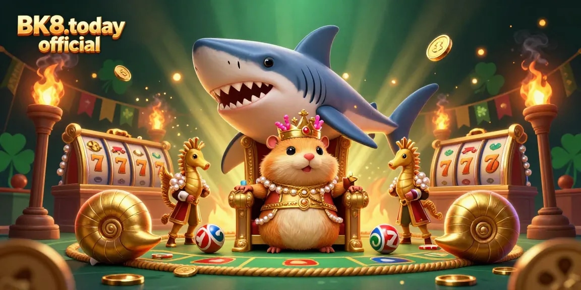 Experience the thrill of winning with BK8.today official in this dynamic casino-themed illustration.