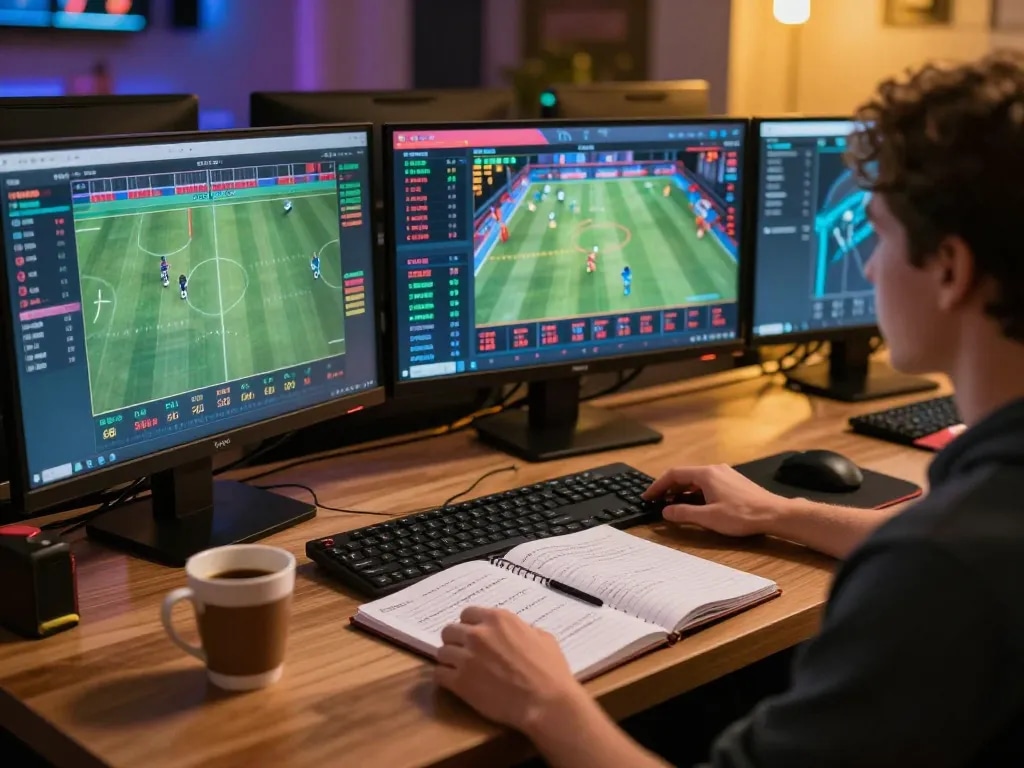 Soi kèo nhà cái displayed on laptop during live sports betting setup, creating a dynamic betting experience.