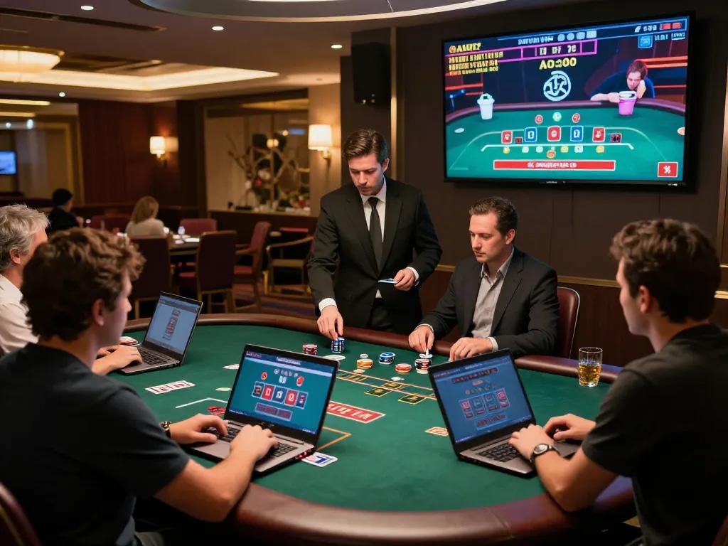 Players engaging in a live dealer blackjack game with sv66, experiencing immersive online casino action.