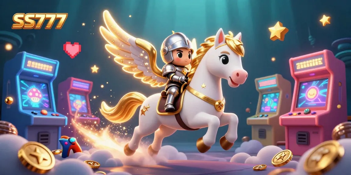 Join the excitement at SS777, featuring vibrant games and a captivating celestial scene.