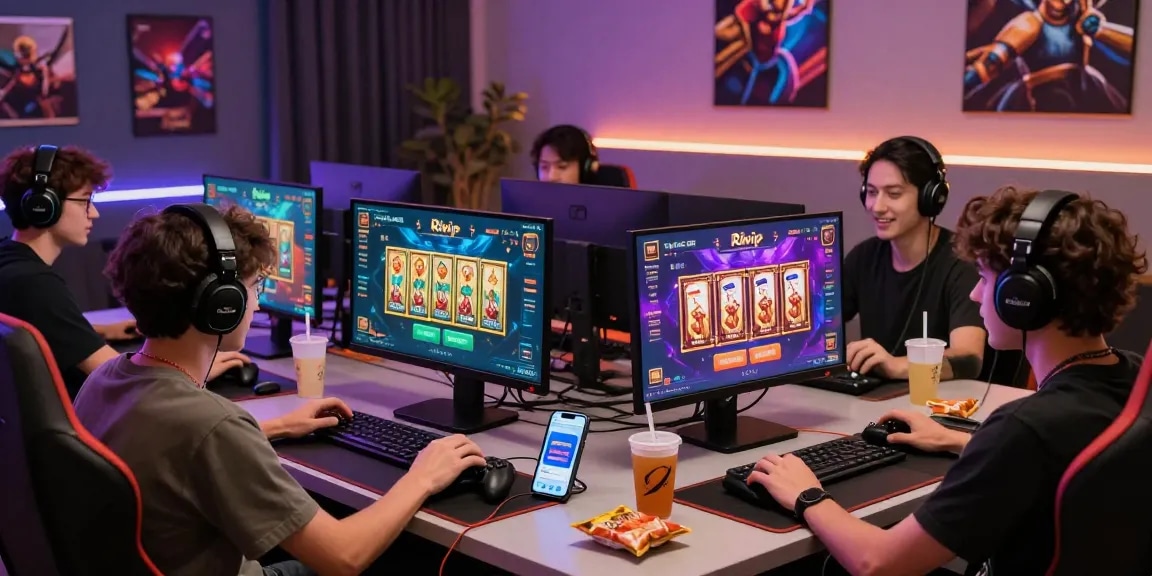 Players enjoying gaming on the Rikvip platform in a vibrant online atmosphere with modern gaming setup.