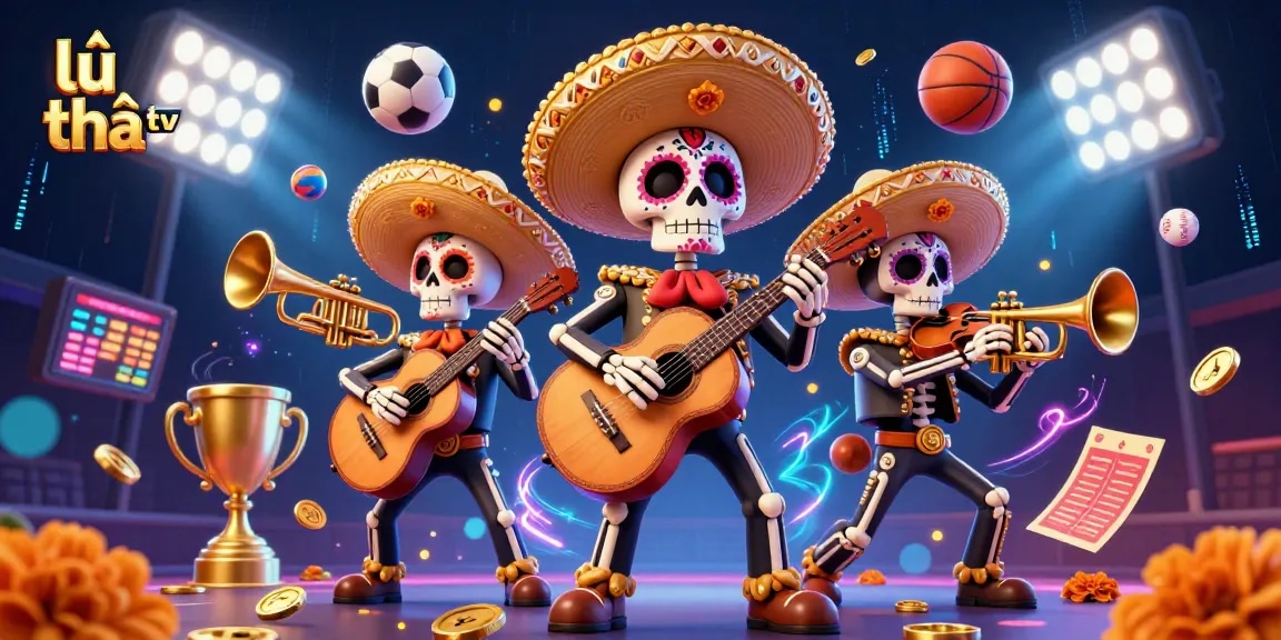Engage with lẩu thái tv through vibrant 3D illustration portraying dynamic sports betting action.