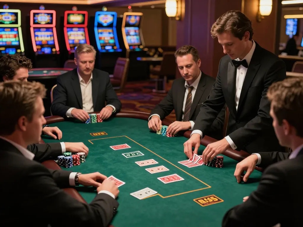 Engaged players at a poker table showcasing the thrilling atmosphere of BL555.COM casino gaming.
