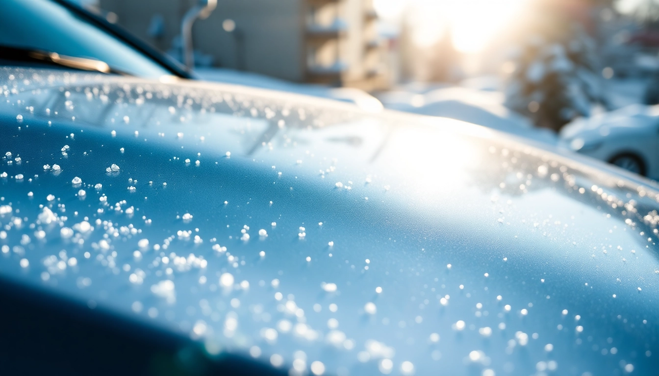 PPF winter road salt protection demonstrated on a glossy car surface, highlighting its winter shielding.