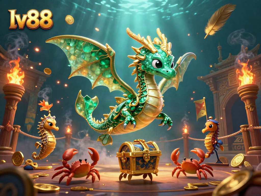 Experience thrilling gameplay with lv88, featuring a vibrant underwater casino scene filled with treasures.