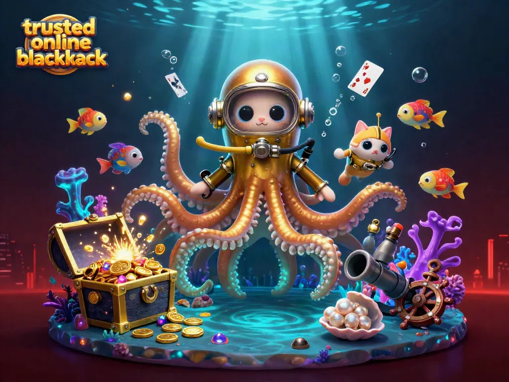 Engage with trusted online blackjack as a kraken, a diving cat, and deep-sea fish explore treasures