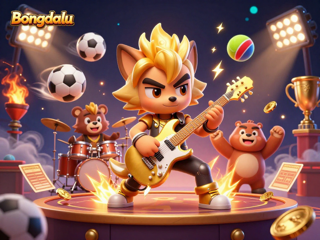 Bongdalu showcases a vibrant scene with cartoon characters and dynamic casino elements, engaging players in 2026.