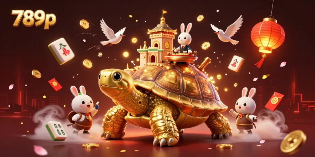 Experience exciting gameplay at 789p with the vibrant casino scene featuring a golden tortoise and rabbit dealer.