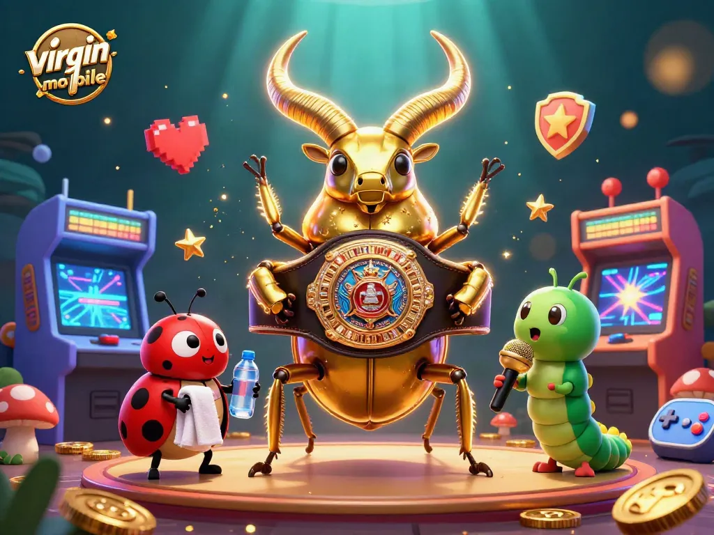 Spin and win with virgin-mobile's thrilling gaming experience featuring colorful characters.