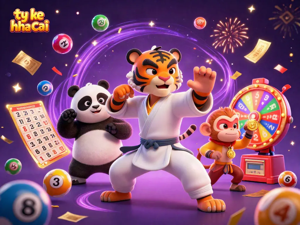 Engage with ty le keo nha cai through an elaborate 3D illustration featuring dynamic lottery elements and animated characters.