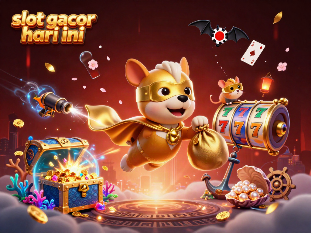 Engage in excitement with slot gacor hari ini illustrated through a 3D scene of heroes and treasures.