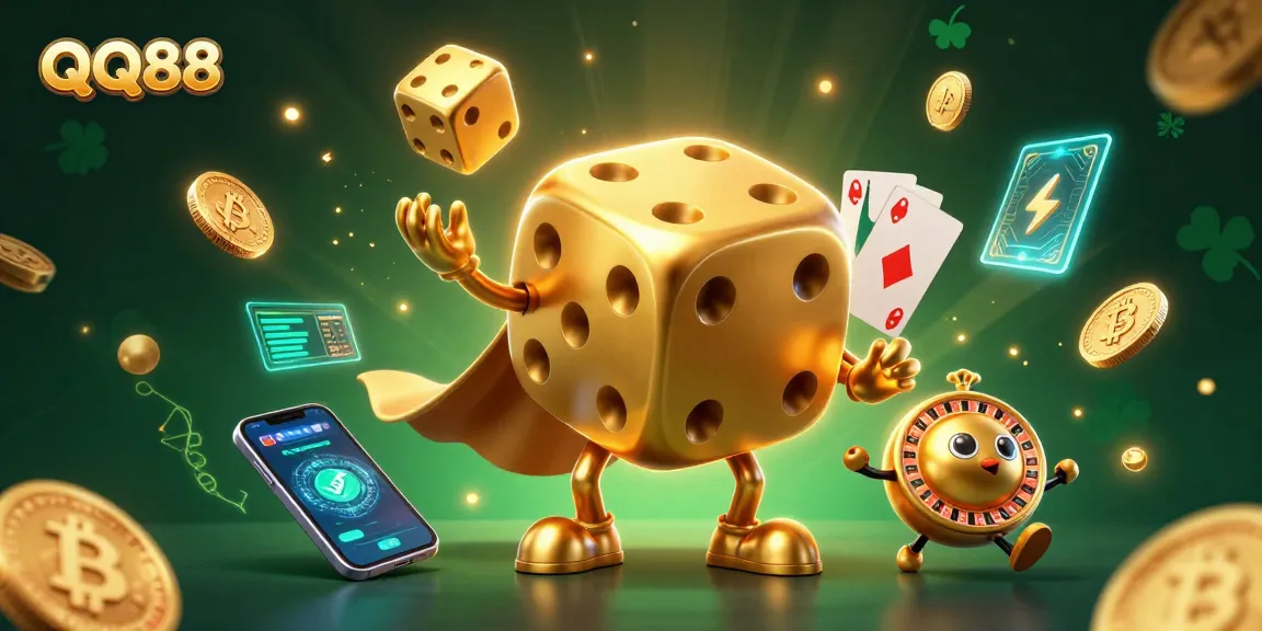 Experience the thrill of QQ88 with vibrant 3D characters showcasing casino gaming.