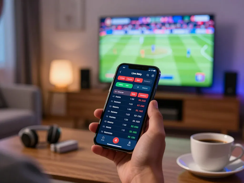 Excited player placing bets on lu88xz mobile app while enjoying real-time sports action.