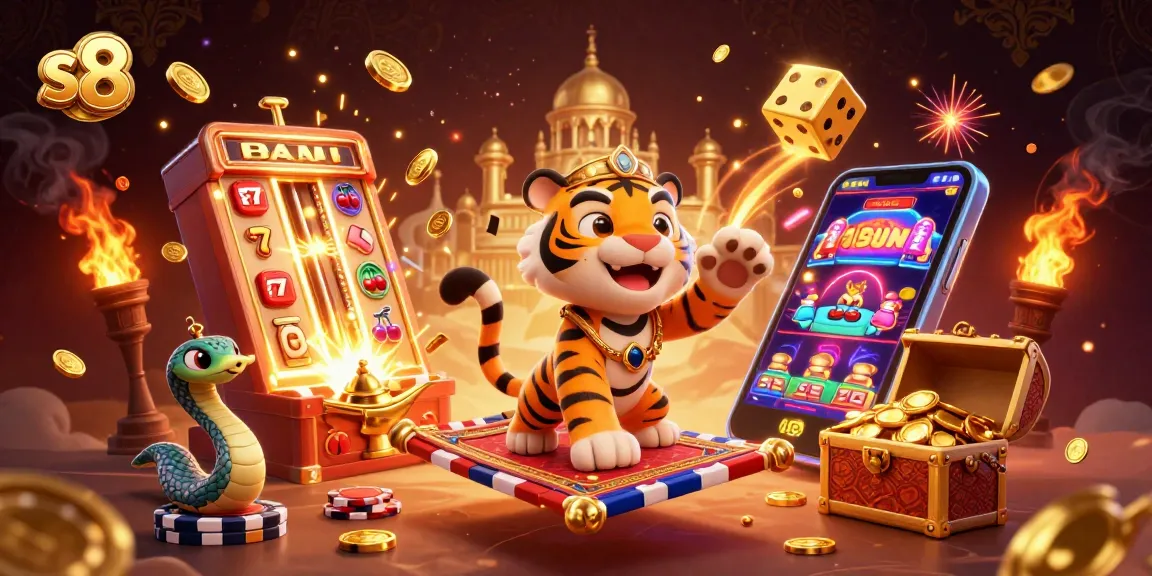 Experience the excitement of s8 casino gaming with a vibrant visual of a jackpot explosion and dynamic characters.